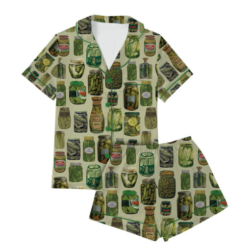 Dill Pickle Collage Satin Pajama Set For Women - Image 3