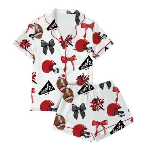 Cheer Football Coquette Bows Satin Pajama Set - Image 4