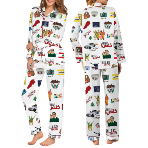 Very Lebanese Satin Pajama Set For Women - Image 6