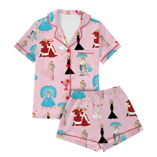 White Christmas Stars Satin Pajamas Set - Image 21