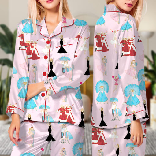 White Christmas Stars Satin Pajamas Set - Image 20