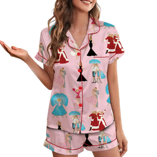 White Christmas Stars Satin Pajamas Set - Image 18