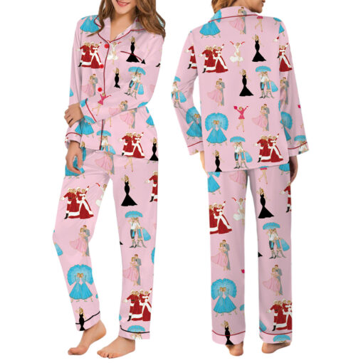 White Christmas Stars Satin Pajamas Set - Image 17