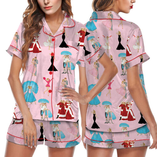White Christmas Stars Satin Pajamas Set - Image 16