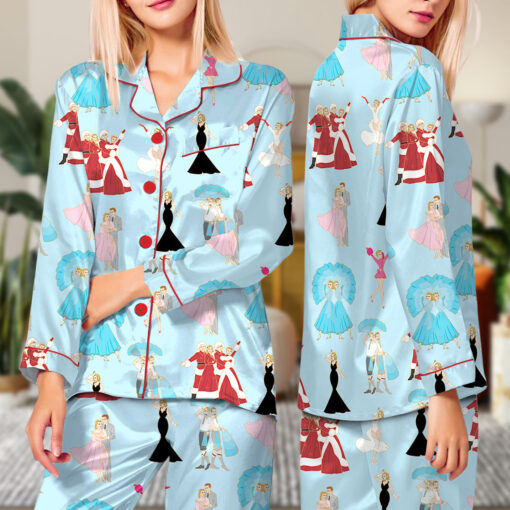 White Christmas Stars Satin Pajamas Set - Image 13