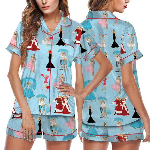 White Christmas Stars Satin Pajamas Set - Image 12