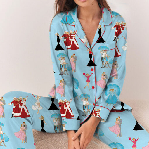 White Christmas Stars Satin Pajamas Set - Image 10