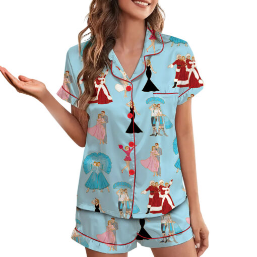 White Christmas Stars Satin Pajamas Set - Image 9