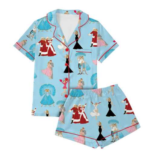 White Christmas Stars Satin Pajamas Set - Image 8