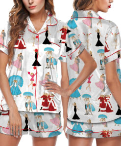 White Christmas Stars Satin Pajamas Set
