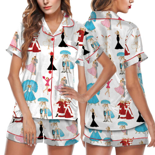 White Christmas Stars Satin Pajamas Set
