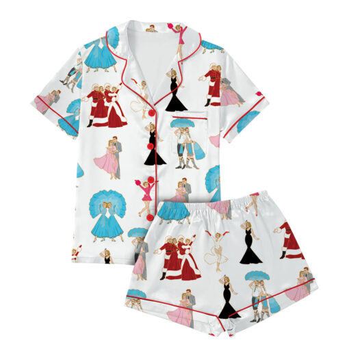 White Christmas Stars Satin Pajamas Set - Image 4