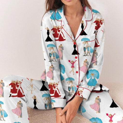White Christmas Stars Satin Pajamas Set - Image 2