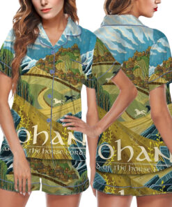 Women’s Lord Of The Rings Rohan Golden Hall Travel Satin Pajama Set