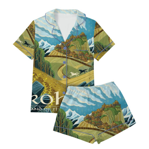 Women’s Lord Of The Rings Rohan Golden Hall Travel Satin Pajama Set - Image 4