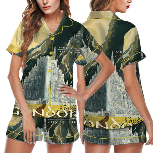 Women’s Lord Of The Rings Gondor MInas Tirith Travel Satin Pajamas Set