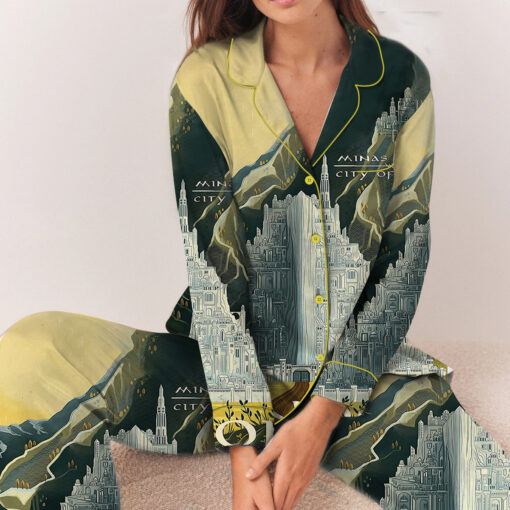 Women’s Lord Of The Rings Gondor MInas Tirith Travel Satin Pajamas Set - Image 6