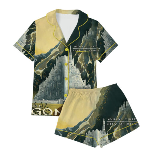 Women’s Lord Of The Rings Gondor MInas Tirith Travel Satin Pajamas Set - Image 2