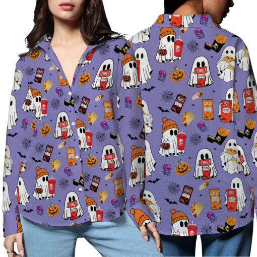Cute Ghost Halloween Shirt, Matching Halloween Taco Bell Shirt - Image 4
