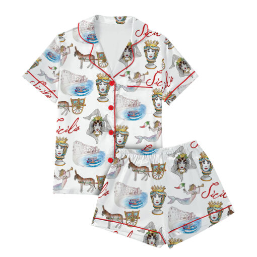 Sicily Italy Travel Silky Satin Pajama Set - Image 2