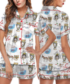 Sicily Italy Travel Silky Satin Pajama Set