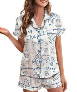 Alternative view of Women’s Going To The Chapel Gonna Get Married Bachelorette Bride Wedding Art Print Satin Pajama Set