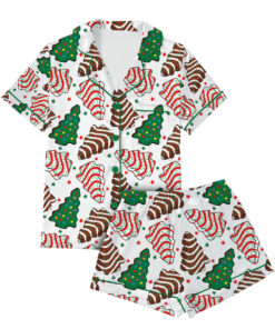 Alternative view of Womens Christmas Tree Cake Satin Pajamas Set