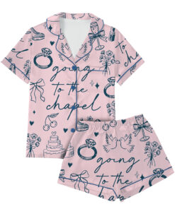 Alternative view of Women’s Going To The Chapel Coquette Bachelorette Wedding Bride Satin Pajama Set