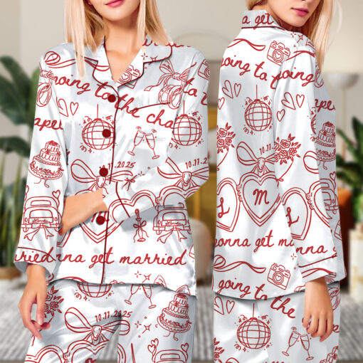 Women’s Going To The Chapel Gonna Get Married Satin Pajama Set - Image 7
