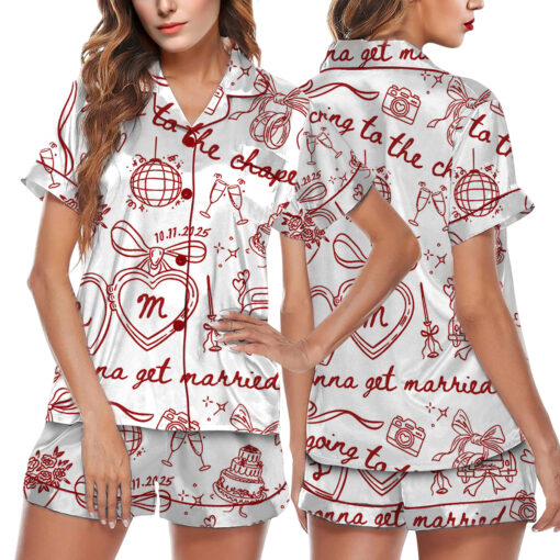 Women’s Going To The Chapel Gonna Get Married Satin Pajama Set