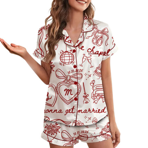 Women’s Going To The Chapel Gonna Get Married Satin Pajama Set - Image 4