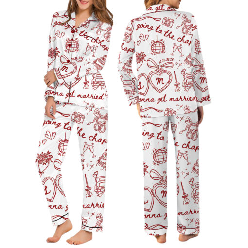 Women’s Going To The Chapel Gonna Get Married Satin Pajama Set - Image 6