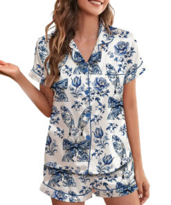 Alternative view of Chinoiserie Bunny Satin Pajamas Set For Women