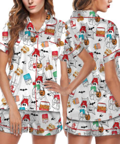 Chick Fil Halloween Satin Pajamas Set For Women