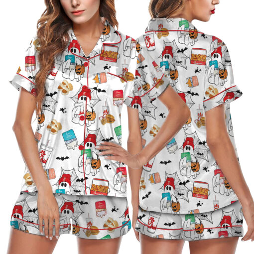 Chick Fil Halloween Satin Pajamas Set For Women