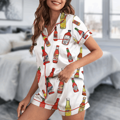 Hot Sauce Silky Satin Pajama Set For Women - Image 3