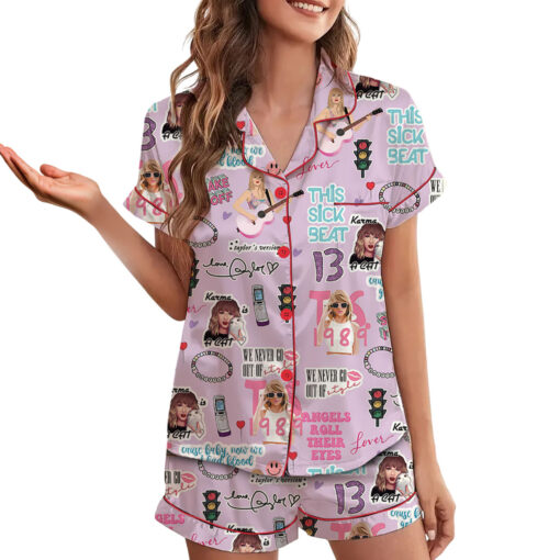 Taylor Swift Angels Roll Their Eyes Satin Pajamas Set - Image 3