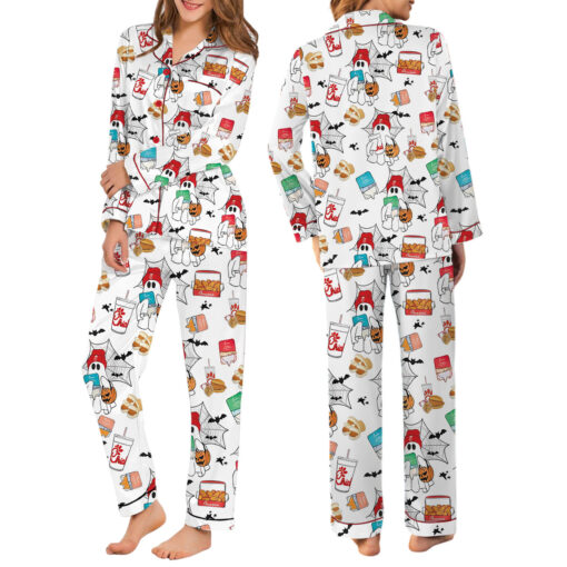 Chick Fil Halloween Satin Pajamas Set For Women - Image 5