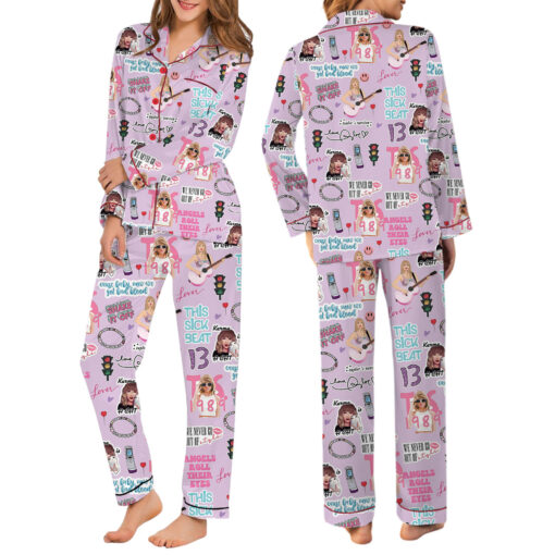 Taylor Swift Angels Roll Their Eyes Satin Pajamas Set - Image 5