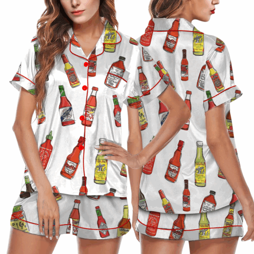 Hot Sauce Silky Satin Pajama Set For Women
