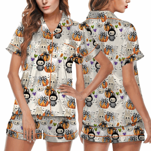 Halloween Labubu Satin Pajamas Set For Women