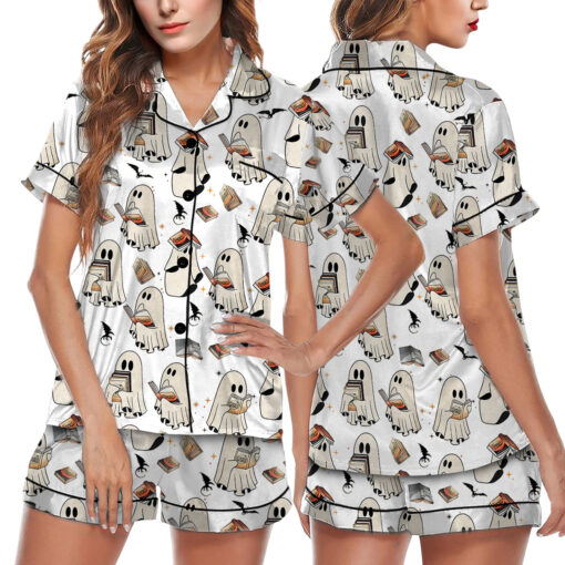 Ghost Reading Acotar Book Satin Pajamas Set
