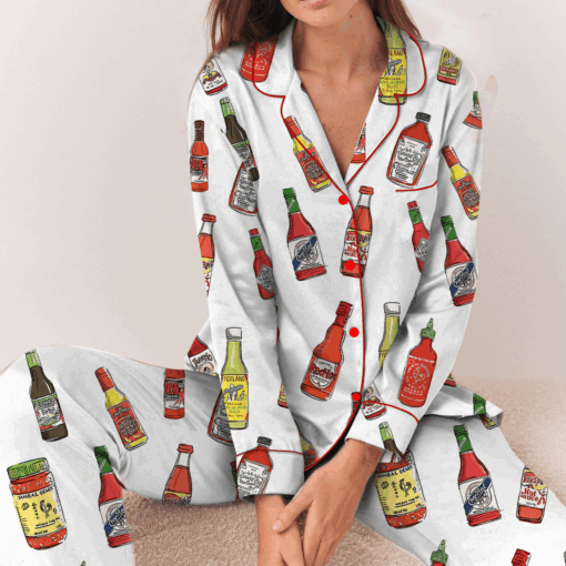Hot Sauce Silky Satin Pajama Set For Women - Image 7
