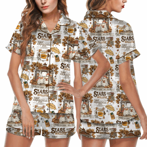 Stars Hollow Gilmore Shouls Satin Pajamas Set
