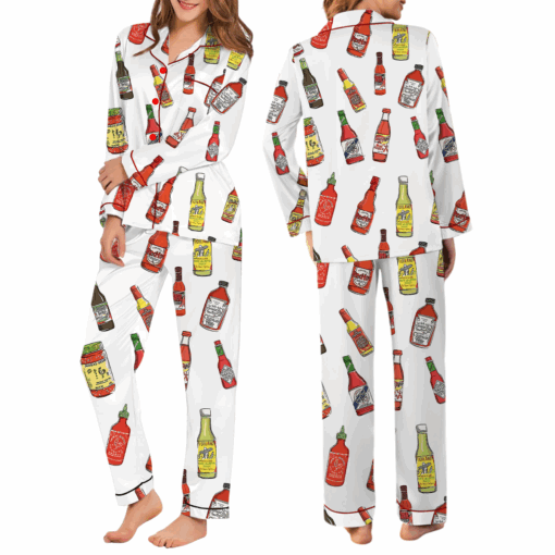 Hot Sauce Silky Satin Pajama Set For Women - Image 6