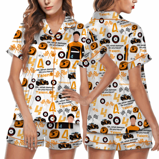 Racing Game Car Satin Pajamas Set