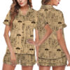 Women’s Middle Earth Map Print Lord Of The Rings Satin Pajama Set