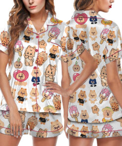 Kawaii Stray Kids Skzoo Satin Pajama Set