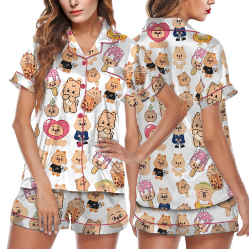 Kawaii Stray Kids Skzoo Satin Pajama Set