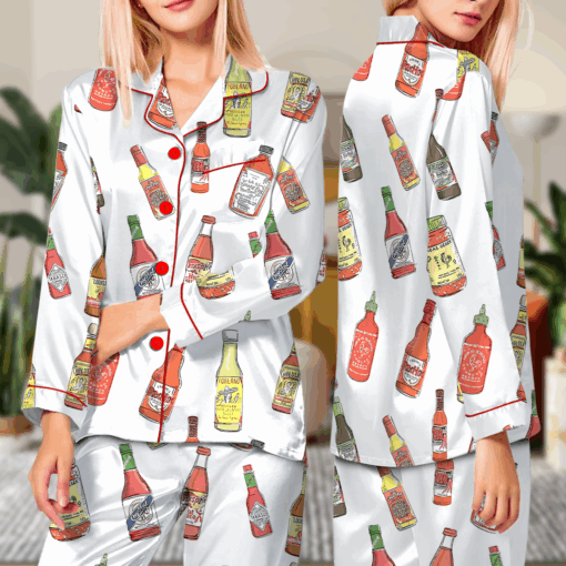 Hot Sauce Silky Satin Pajama Set For Women - Image 5